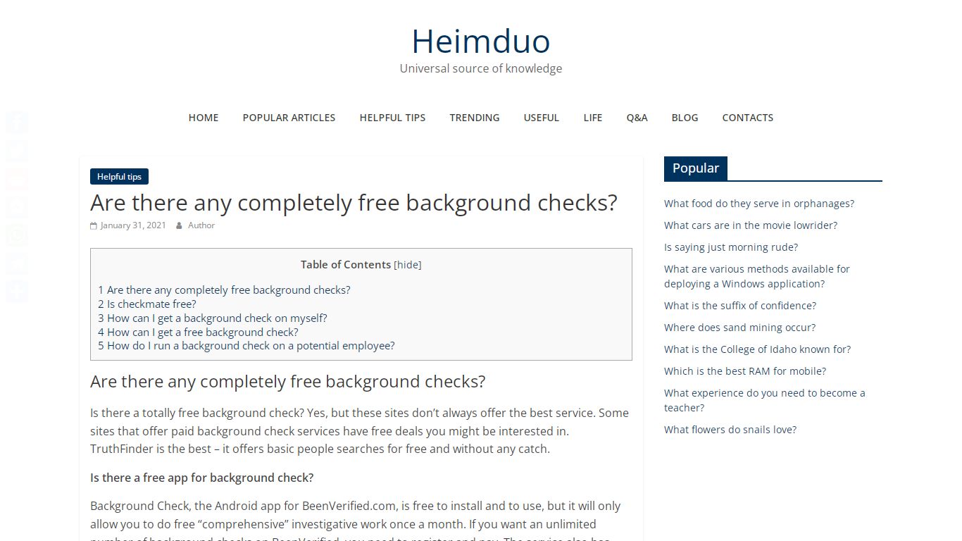 Are there any completely free background checks? – Heimduo